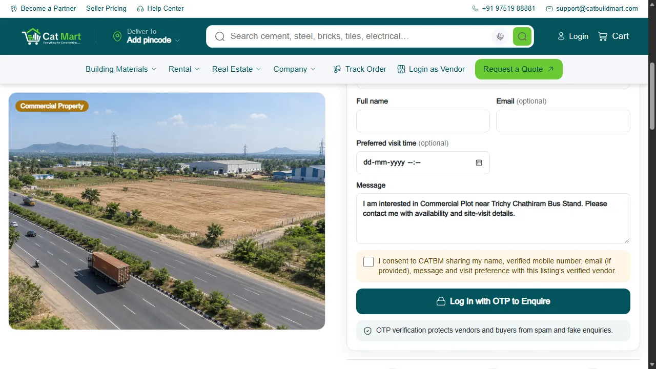 The enquiry form on a property listing
